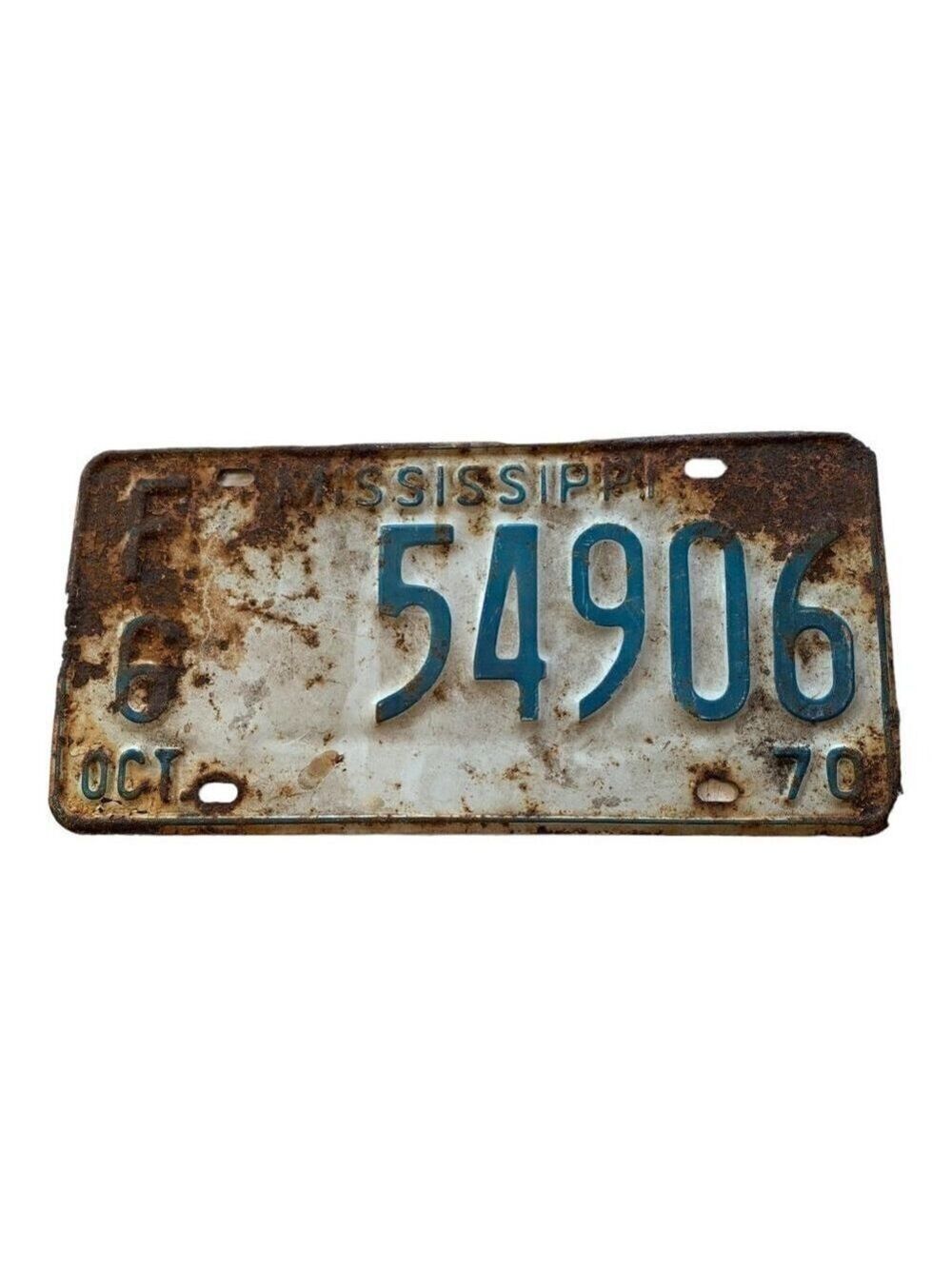 OLD ANTIQUE VINTAGE MISSISSIPPI LICENSE PLATE CAR TAG 1970 Farm MS
